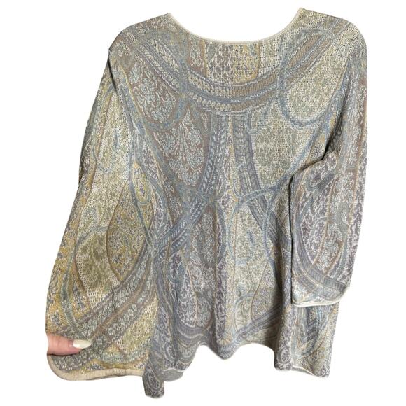 Peruvian Connection Kashmiri Open Front Cardigan Paisley Neutral Print Size Larg - Picture 5 of 11